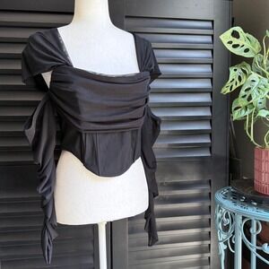 Romantic Renaissance Corset top with attached sheer sleeves